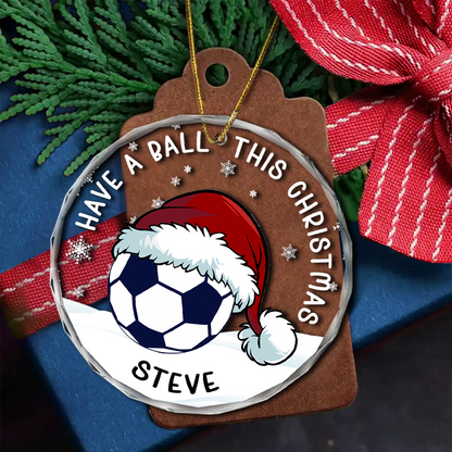 Have A Ball This Christmas Kids Sport Ball - Personalized Circle Acrylic Ornament