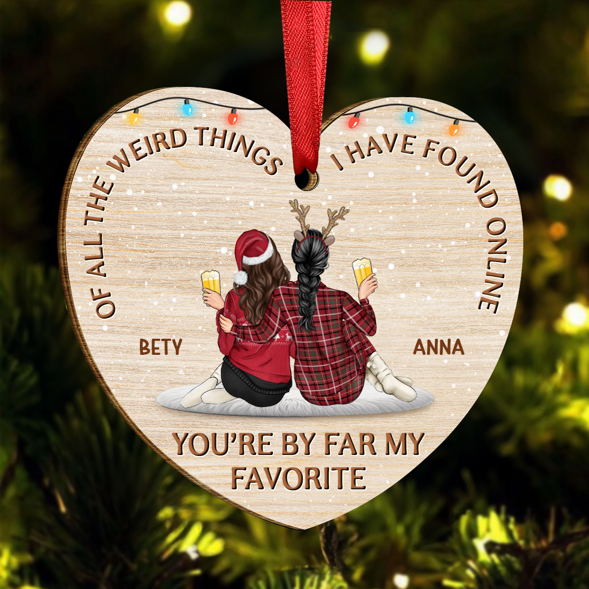 Of All The Weird Things - Christmas Gift For Couples, Husband, Wife - Personalized Custom Shaped Wooden Ornament