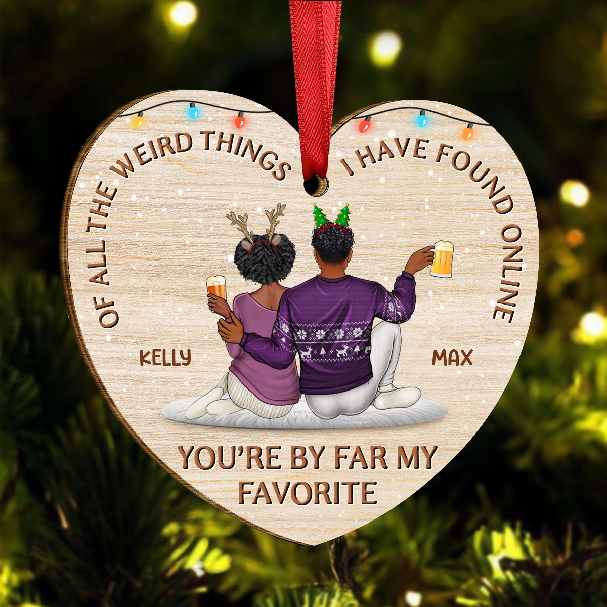 Of All The Weird Things - Christmas Gift For Couples, Husband, Wife - Personalized Custom Shaped Wooden Ornament