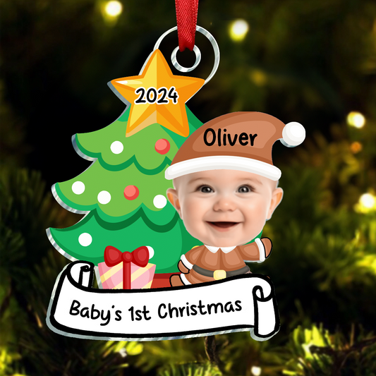 Custom Photo Baby First Christmas - Personalized Cutout Acrylic Ornament