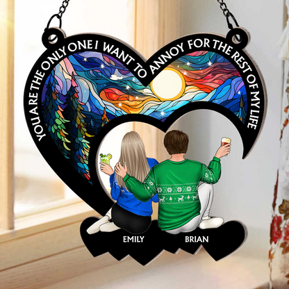 Christmas Couple Annoy For The Rest Of My Life - Personalized Window Hanging Suncatcher Ornament