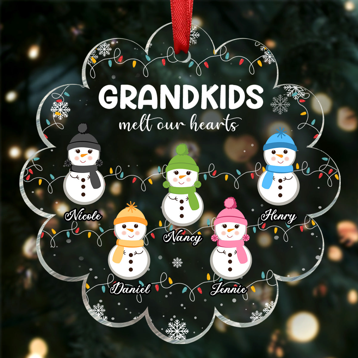 Grandkids Melt My Heart - Personalized Custom Shaped Acrylic Ornament