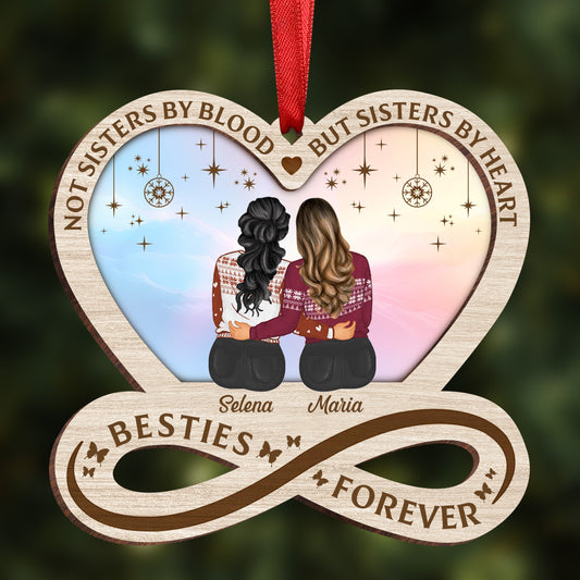 Not Sisters By Blood But Sisters By Heart - Personalized Mirror Ornament