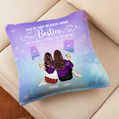 Sisters Besties Are Always Connected State - Personalized Pillow