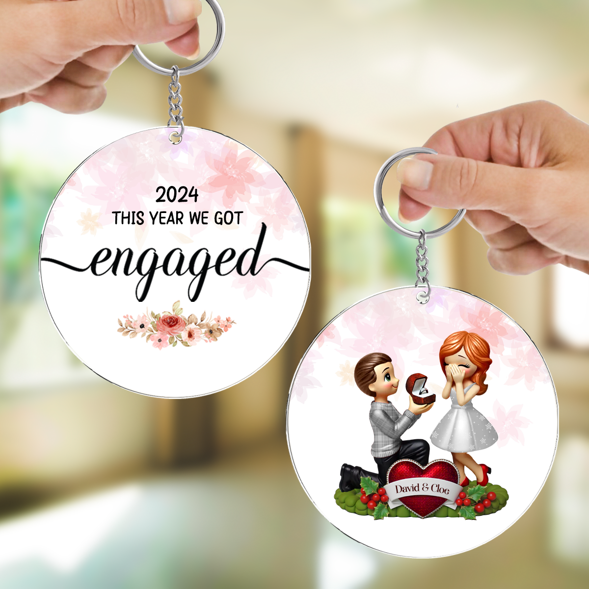 This Year We Got Engaged - Personalized Acrylic Keychain