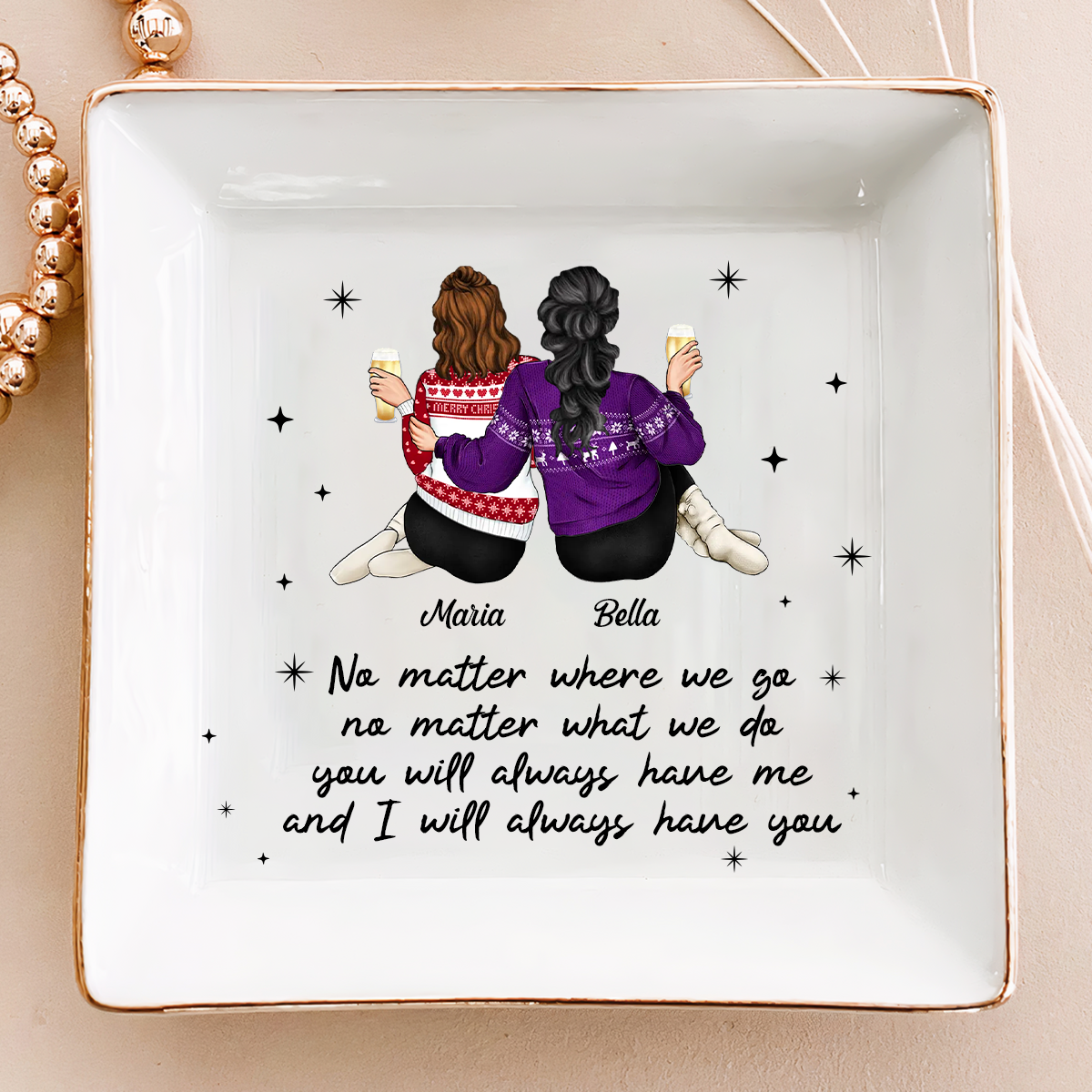 Bestie No Matter Where We Go No Matter What We Do - Personalized Ring Dish