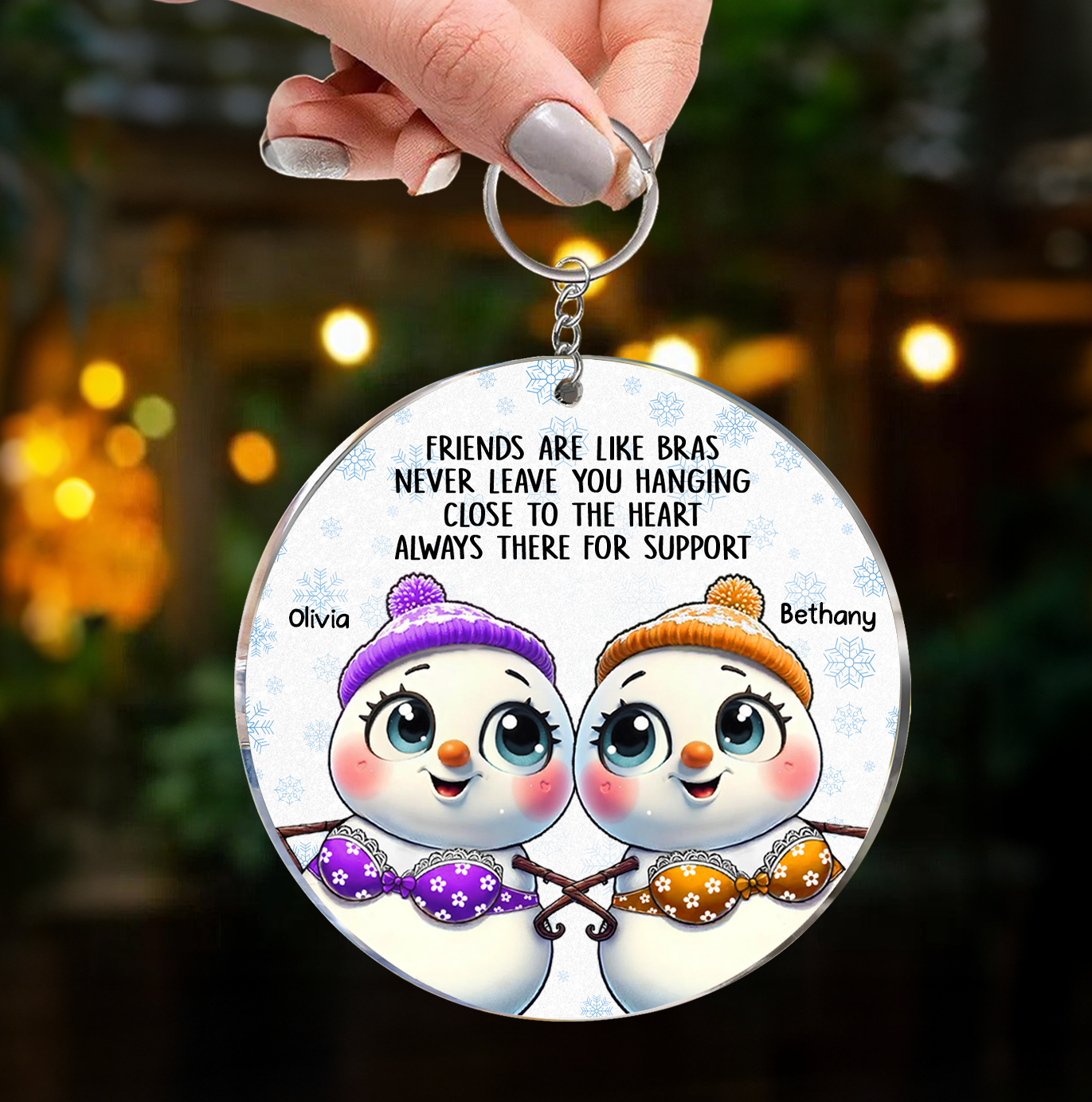 Personalized Snowman Friendship Christmas Keychain, Funny Gifts Christmas Keychain for Besties 2024