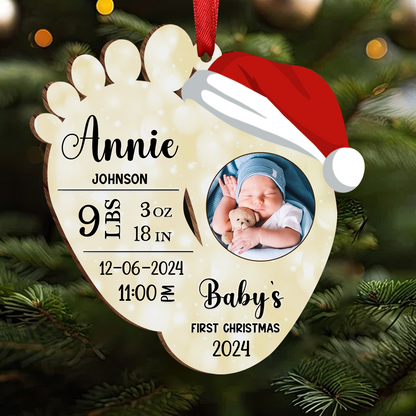 Custom Photo Baby's First Christmas - Personalized Custom Shaped Acrylic Ornament