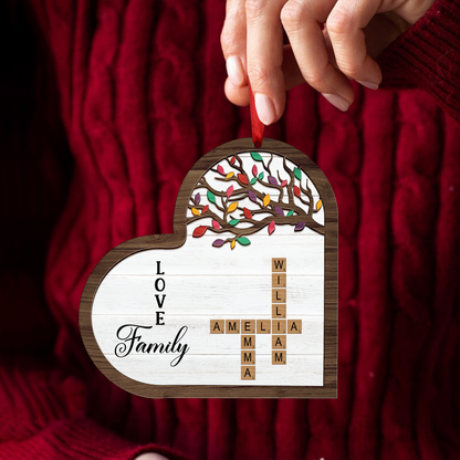 Love Family Crossword Scrabble - Personalized Wooden Ornament