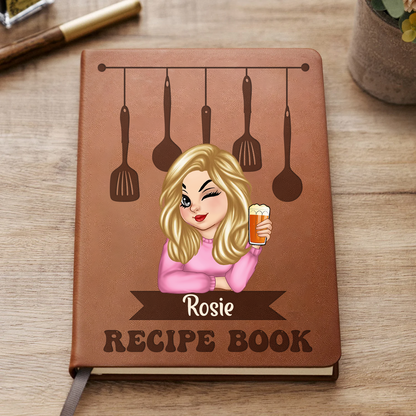 Woman Recipe Cookbook - Personalized Leather Journal