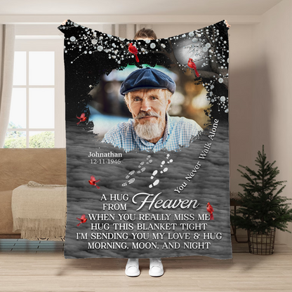 Custom Photo Memorial You Never Walk Alone - Personalized Fleece Blanket, Sherpa Blanket