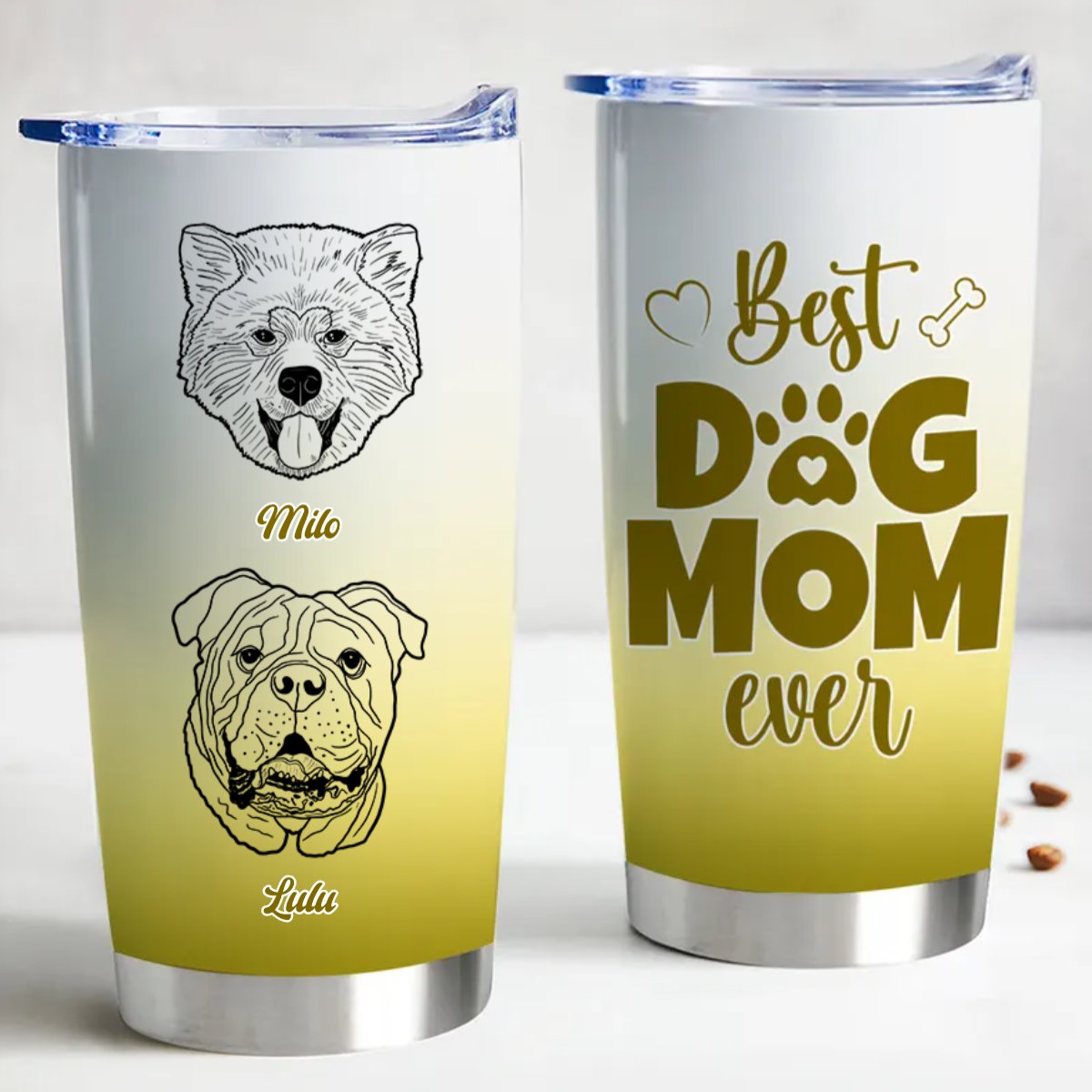 20oz Dog Lovers - Best Dog Mom Ombre Background - Personalized Tumbler (TB) - Makezbright Gifts