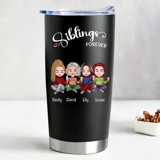 20oz Insulated Stainless Steel Tumbler - Siblings Forever (Z10) - Makezbright Gifts