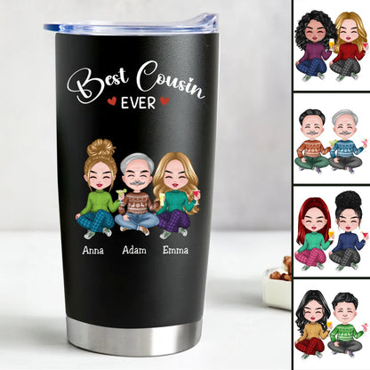 20oz Personalized Stainless Steel Tumbler - Best Cousin Ever (BL) - Makezbright Gifts