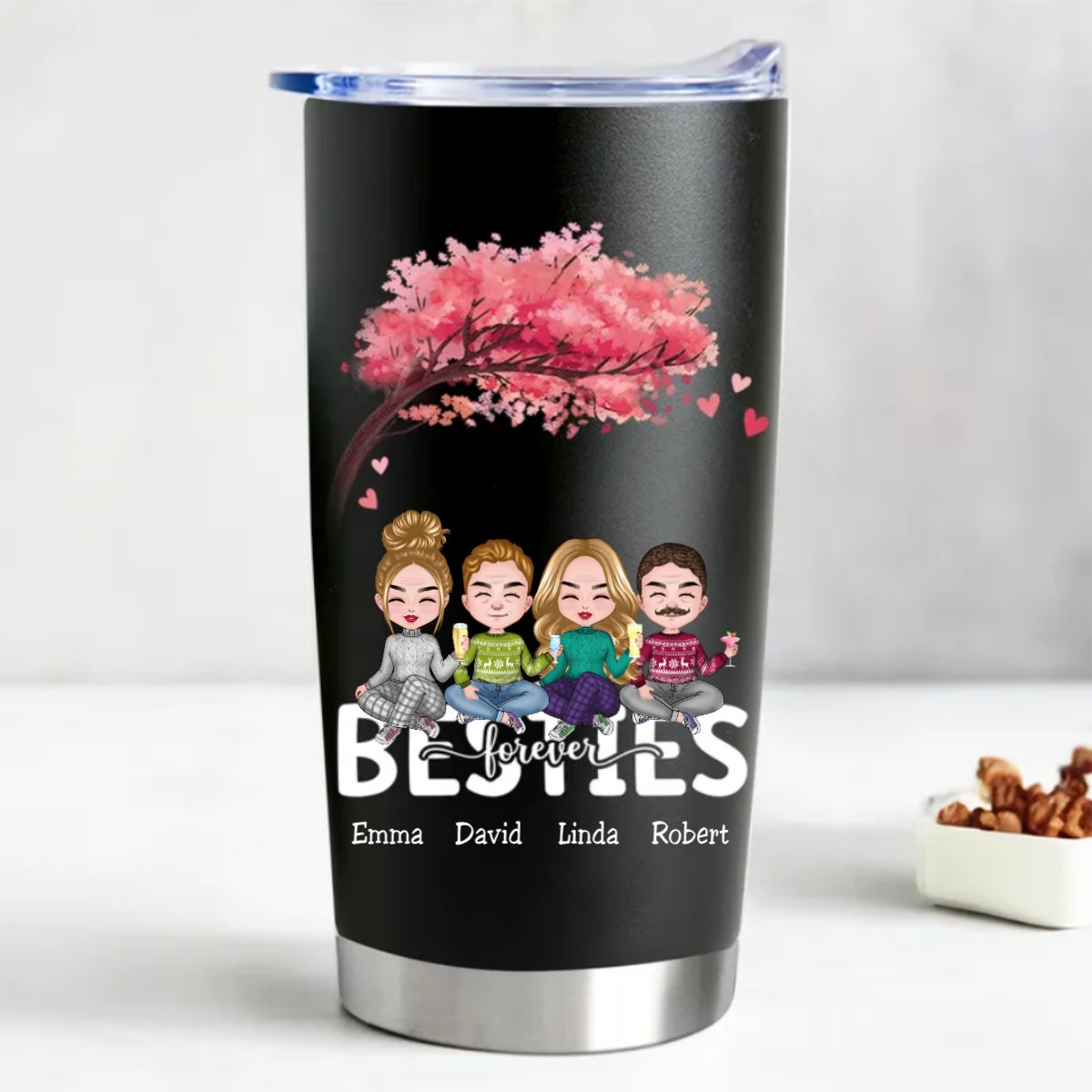 20oz Personalized Stainless Steel Tumbler - Besties Forever (TC) - Makezbright Gifts