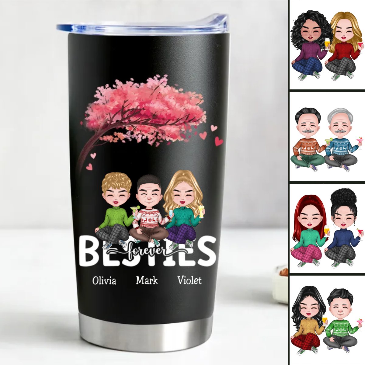 20oz Personalized Stainless Steel Tumbler - Besties Forever (TC) - Makezbright Gifts