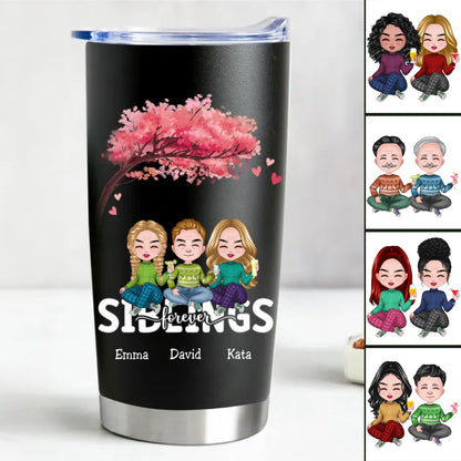 20oz Personalized Stainless Steel Tumbler for Siblings - Keeps Drinks Hot or Cold - Makezbright Gifts