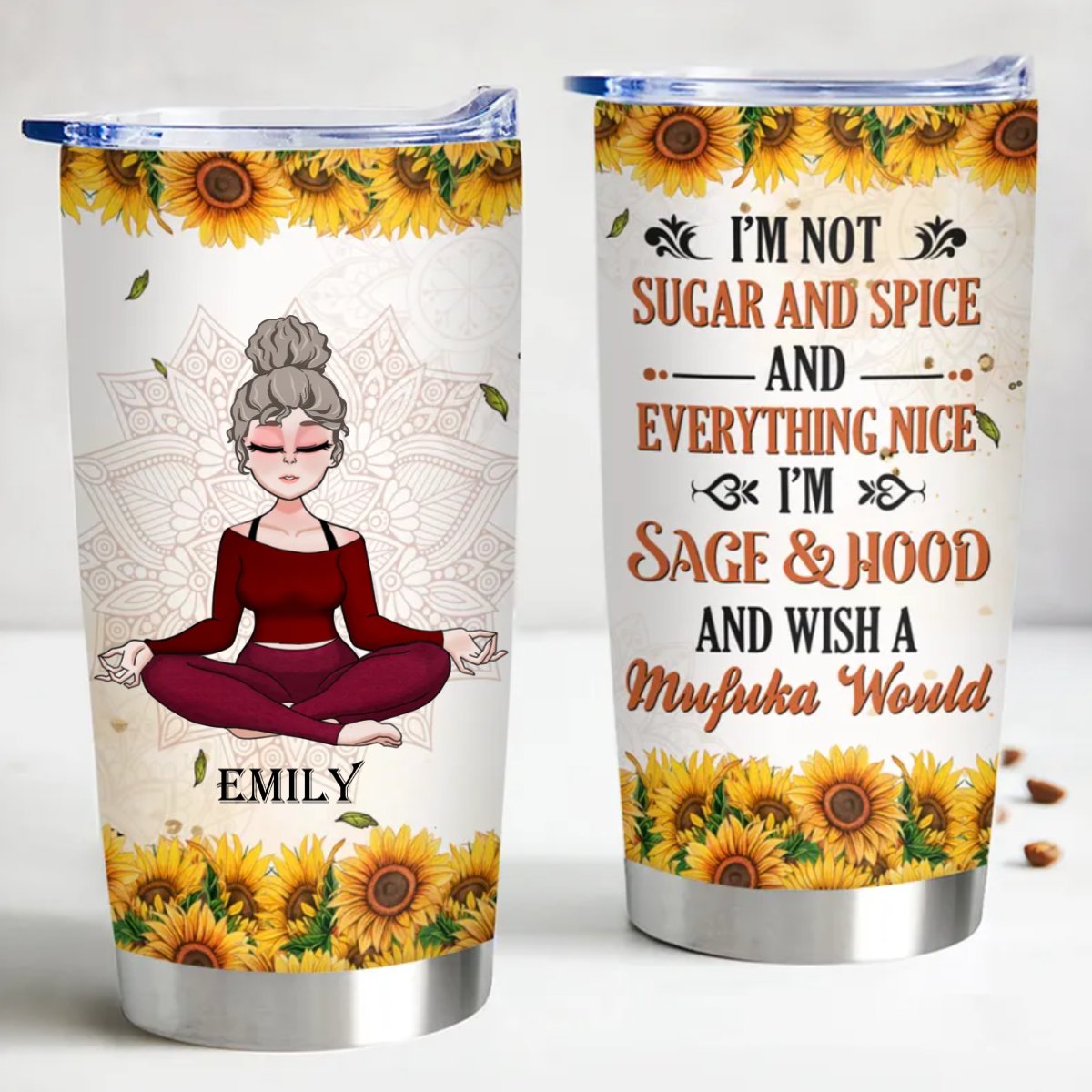 20oz Personalized Stainless Steel Tumbler for Yoga Enthusiasts - Makezbright Gifts