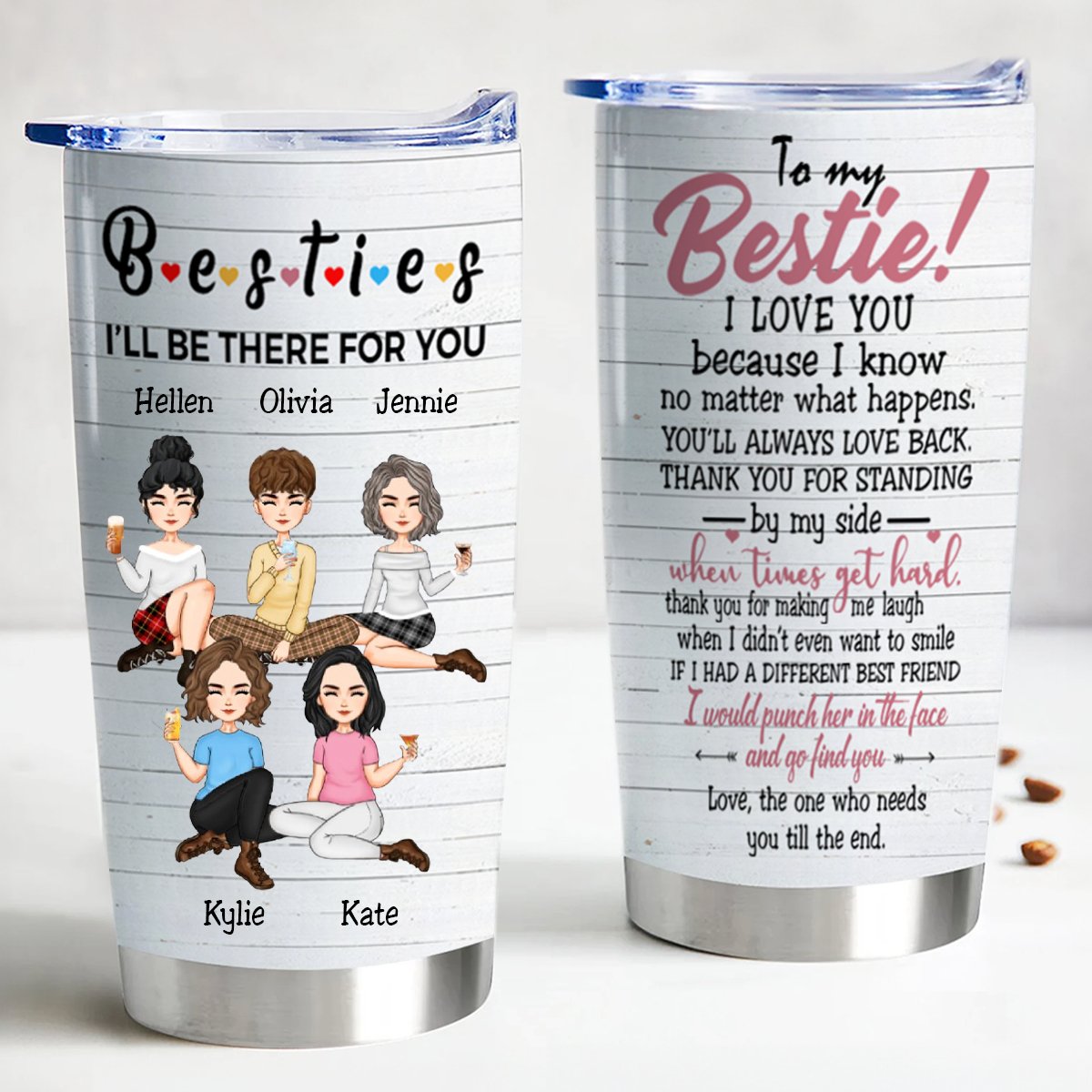 20oz Personalized Stainless Steel Tumbler - Friendship Gift Set - Makezbright Gifts