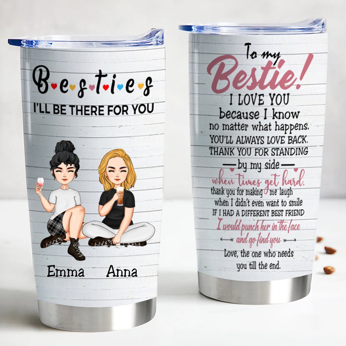 20oz Personalized Stainless Steel Tumbler - Friendship Gift Set - Makezbright Gifts