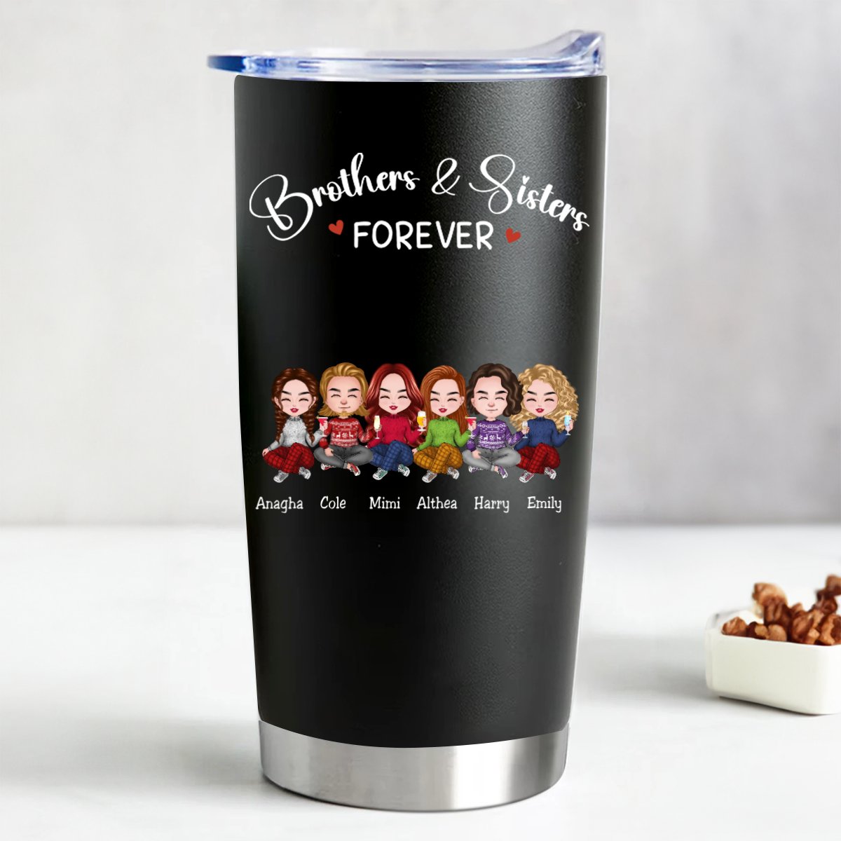 20oz Personalized Stainless Steel Tumbler - Sibling Love Edition - Makezbright Gifts