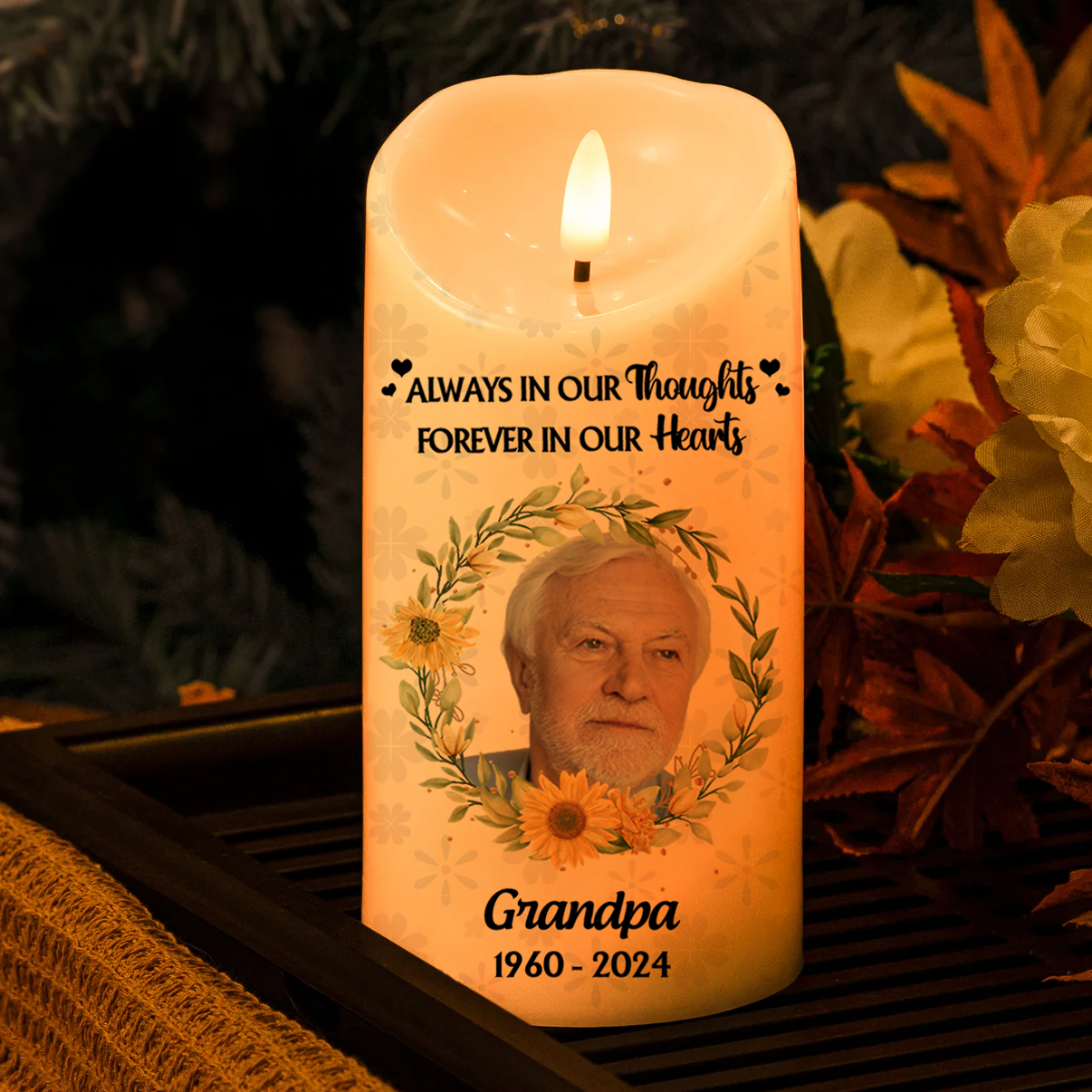 Custom Photo Forever In Our Hearts - Personalized Flameless LED Candle