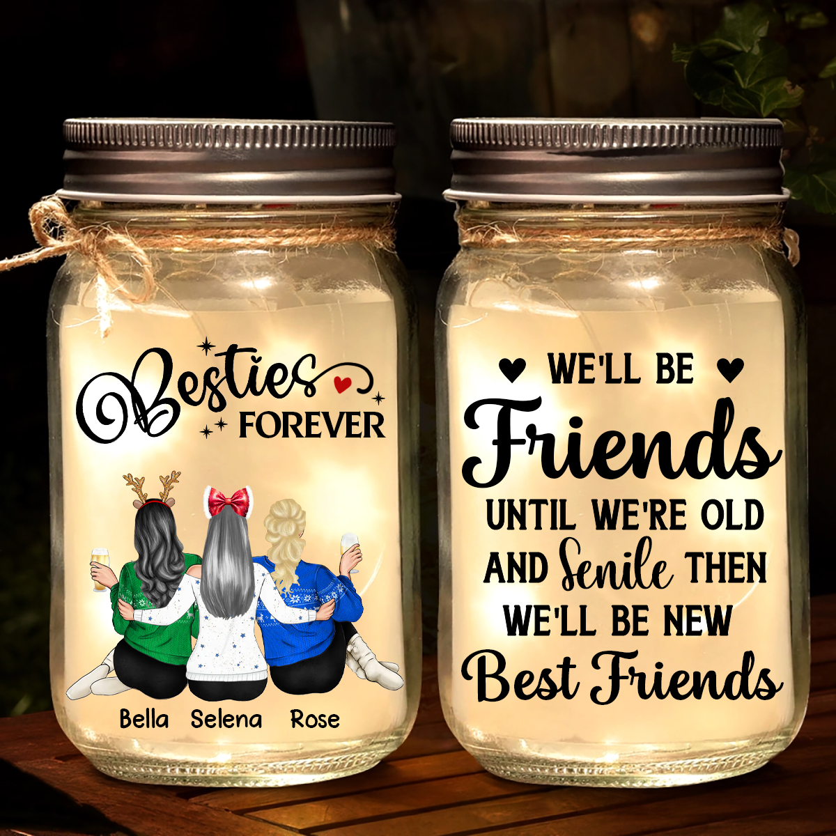 Our Memories Are Countless Our Friendship Is Endless - Personalized Mason Jar Light