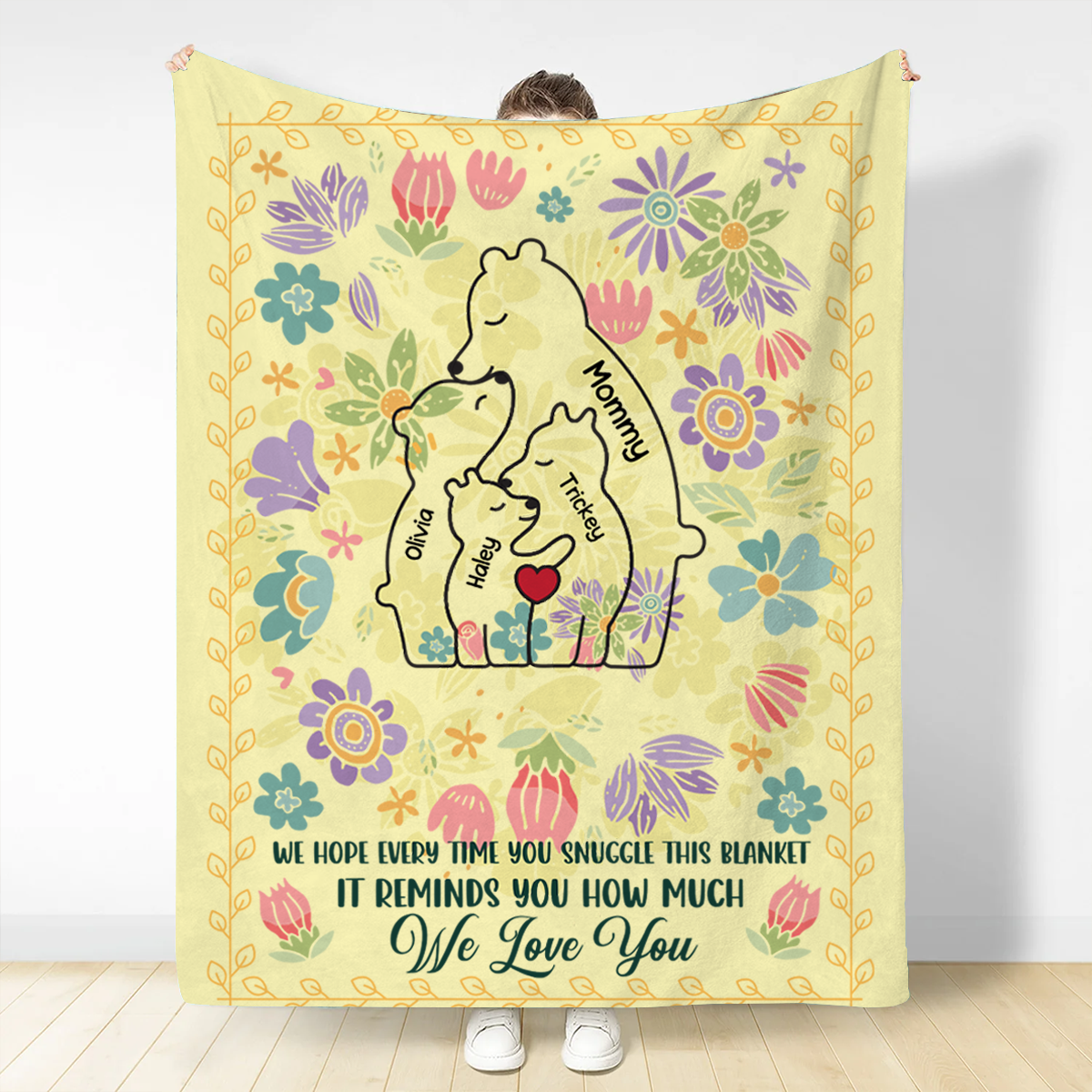 Mama Bear We Hope Every Time You Snuggle This Blanket - Personalized Fleece Blanket, Sherpa Blanket