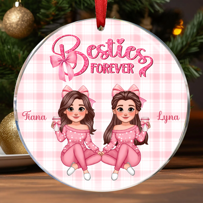 Coquette Besties Forever Christmas Personalized Acrylic Ornament