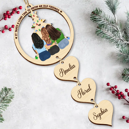 Grow Old Friends - Personalized Wooden Ornament With Wooden Tag