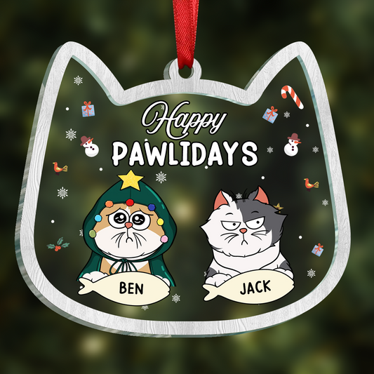 Funny Christmas Cats Is This Jolly Enough - Personalized 2-Layered Acrylic Ornament