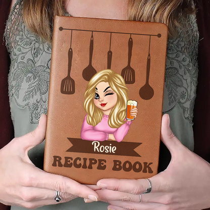 Woman Recipe Cookbook - Personalized Leather Journal