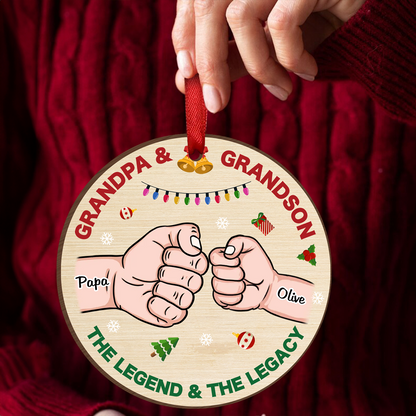 Personalized Grandpa and Grandson Legend Legacy Circle Ornament