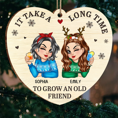 It Takes A Long Time To Grow An Old Friend Christmas - Personalized Custom Shaped Wooden Ornament