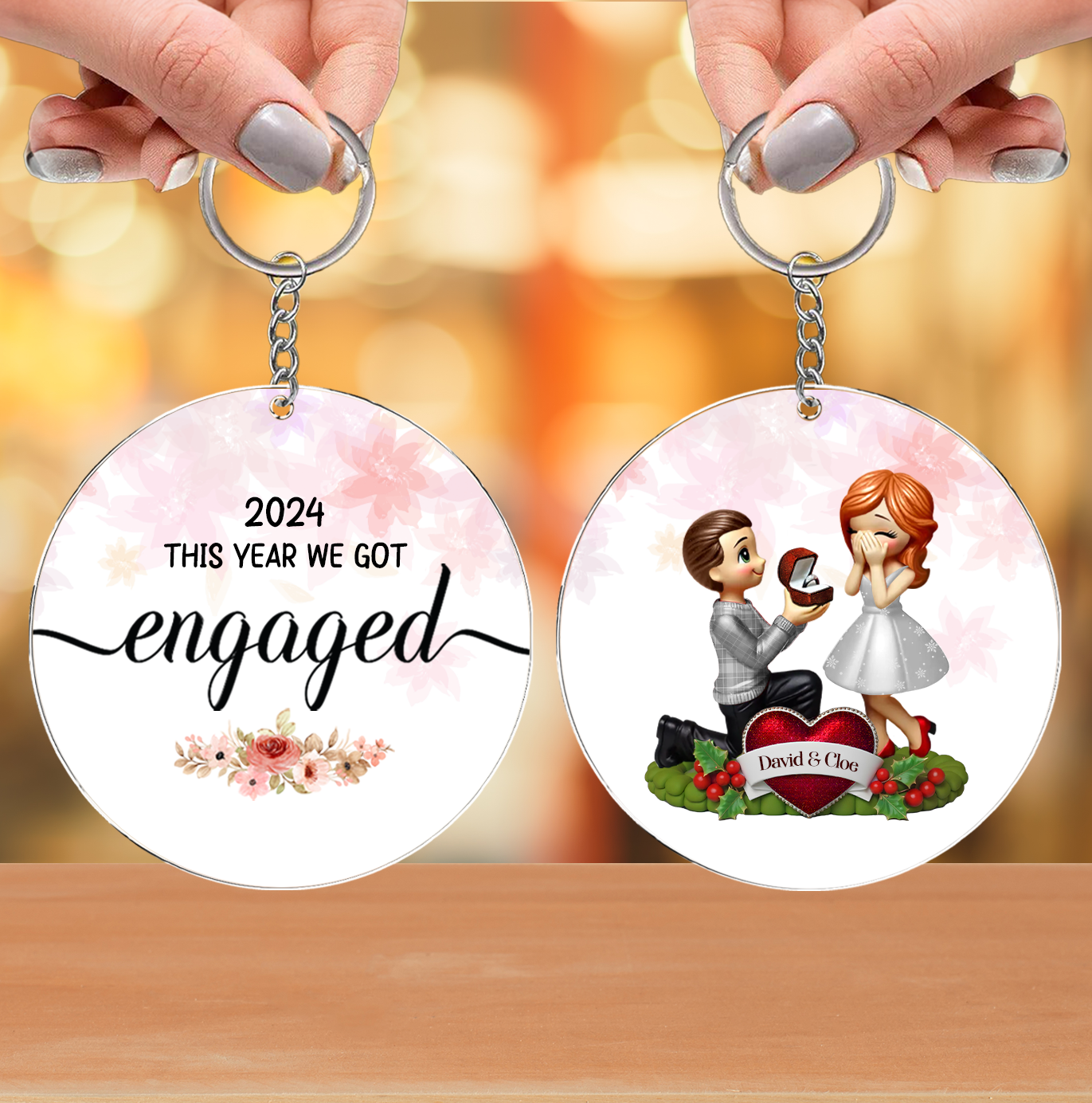 This Year We Got Engaged - Personalized Acrylic Keychain