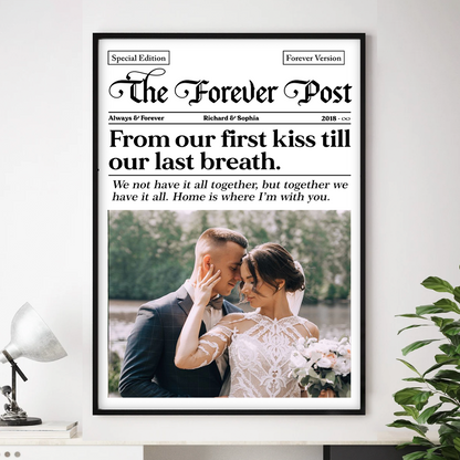 Couple Newspaper Anniversary Gift Valentine's Day Gift Photo Collage Personalized Poster