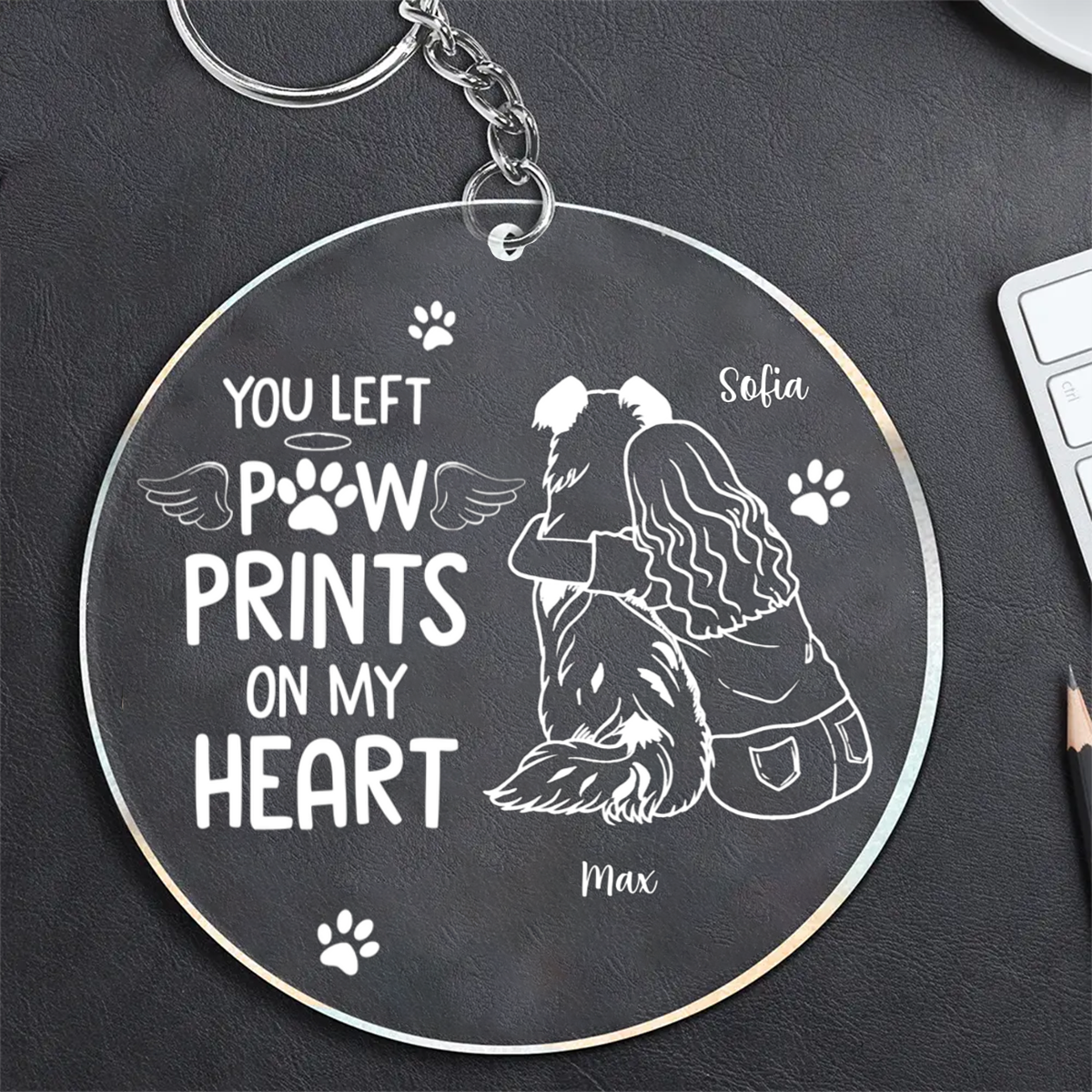 Dog Memorial Outline Personalized Acrylic Keychain