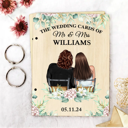 Floral Wedding Couple - Personalized Card Keeper, Card Holder