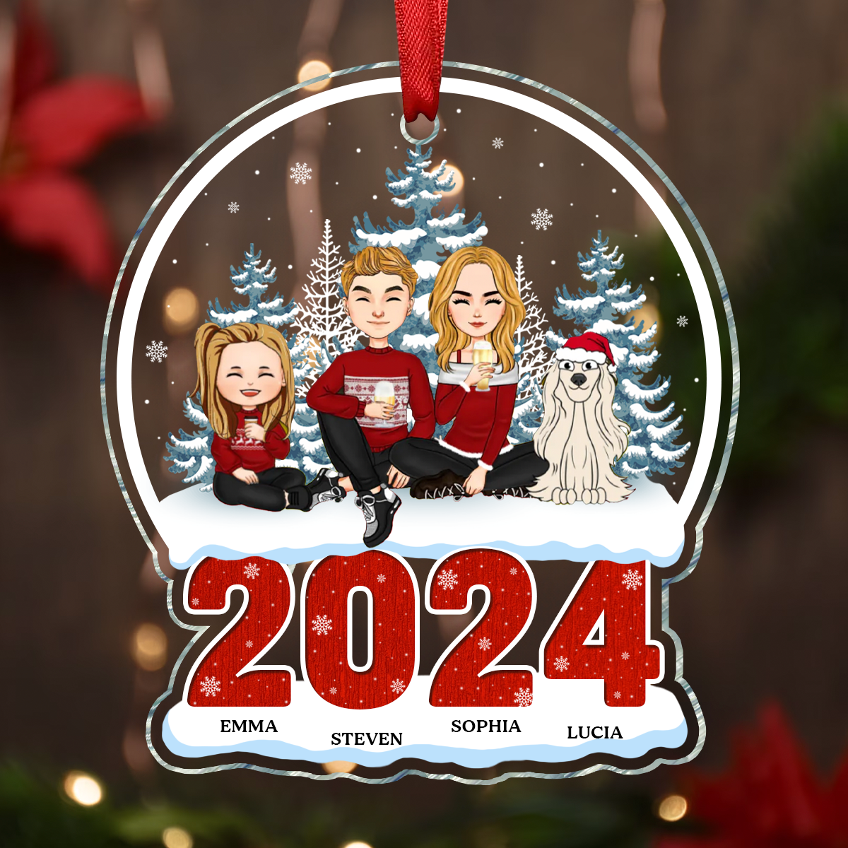 2024 Christmas Family A Whole Lot Of Love - Personalized Custom Shaped Acrylic Ornament