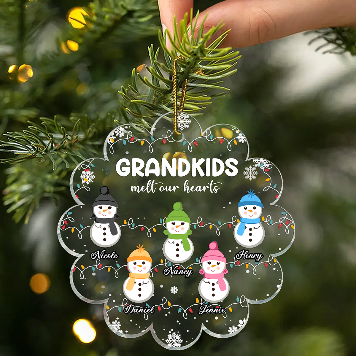 Grandkids Melt My Heart - Personalized Custom Shaped Acrylic Ornament