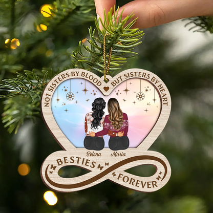 Not Sisters By Blood But Sisters By Heart - Personalized Mirror Ornament