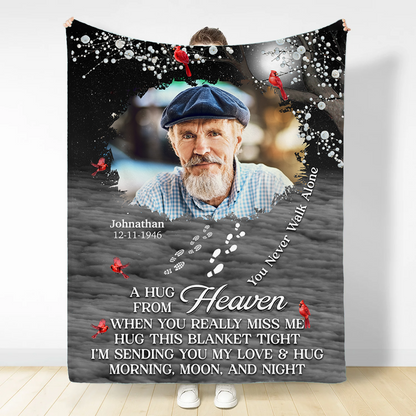 Custom Photo Memorial You Never Walk Alone - Personalized Fleece Blanket, Sherpa Blanket