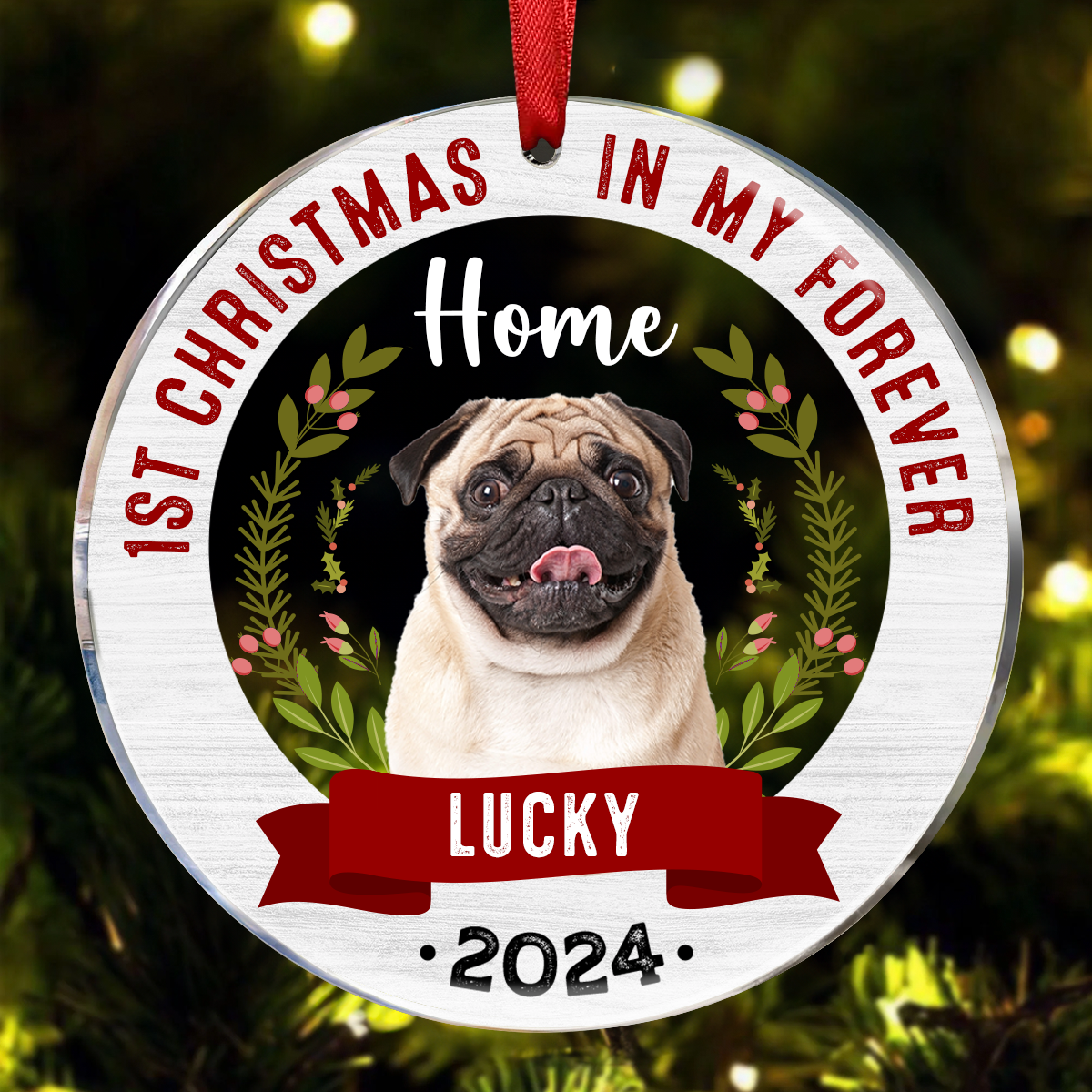 Custom Photo My Forever Home - Christmas Gift For Pet Lovers - Personalized 2-Layered Mix Ornament