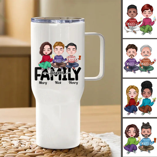 40oz Family - Family Forever - Personalized Tumbler With Handle - Makezbright Gifts