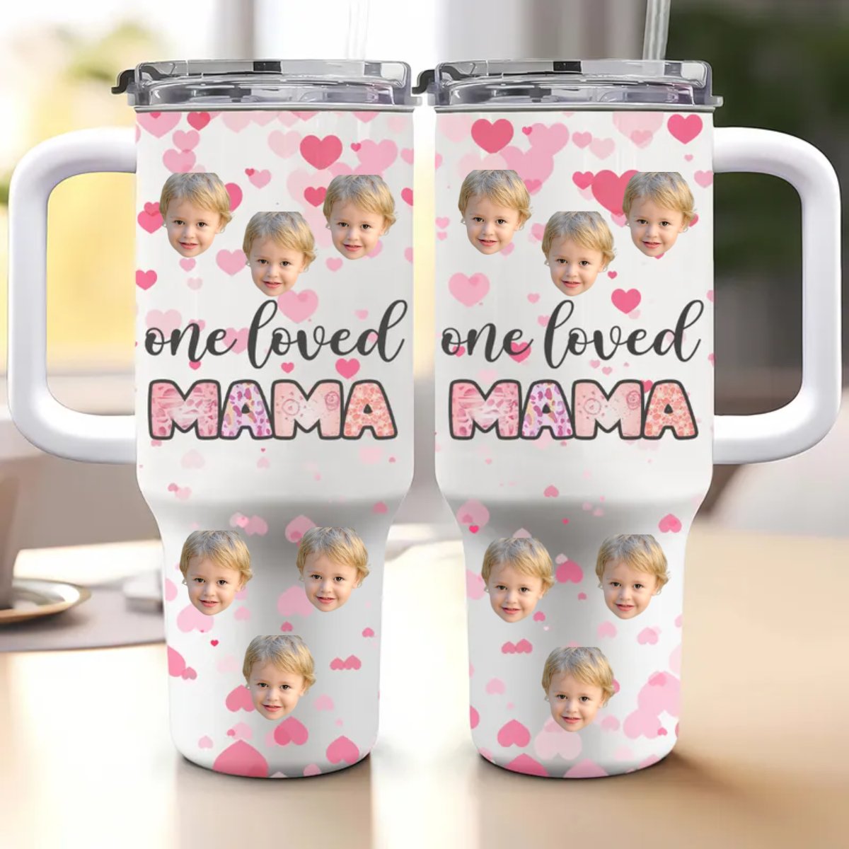 40oz Family - One Loved Mama - Personalized Tumbler With Straw - Makezbright Gifts