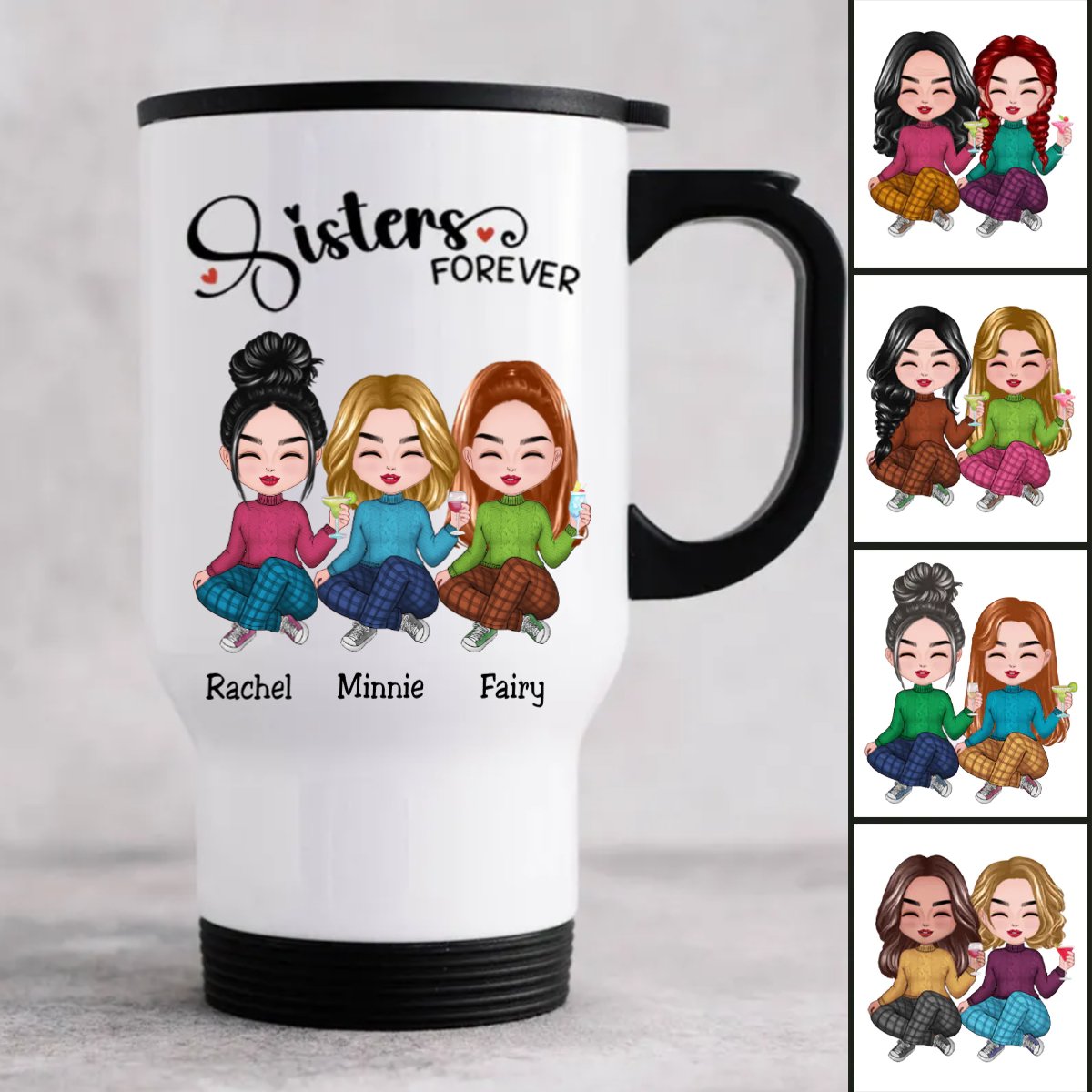 40oz Sisters - Sisters Forever - Personalize Travel Mugs - Makezbright Gifts