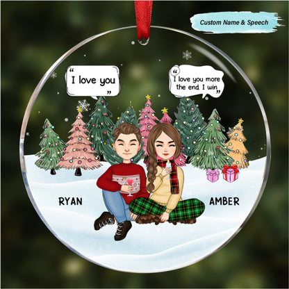 Christmas Couple I Love You More The End - Personalized Circle Acrylic Ornament