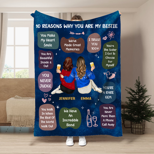 10 Reasons Why You Are My Bestie Backside - Personalized Fleece Blanket, Sherpa Blanket