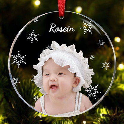 Christmas Photo - Personalized Babys Photo First Christmas Ornament