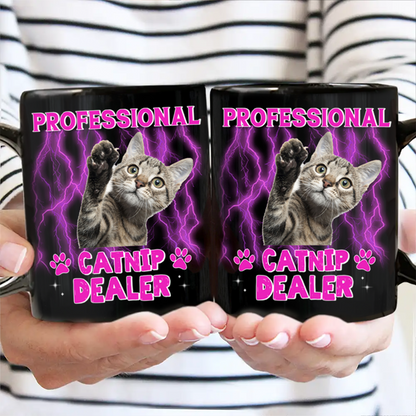 Custom Photo Dog Cat Pet Lover Professional Treat Dealer - Personalized Black Mug